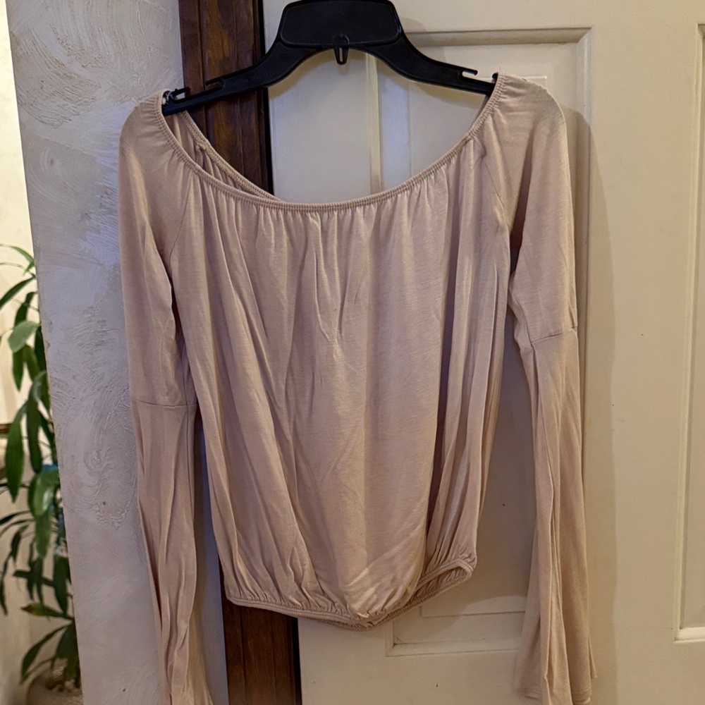 Popular Basics Cream Long Sleeve Top
